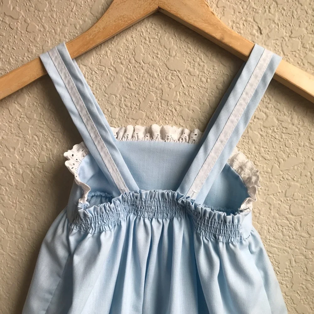 Vintage Evy of California Blue Apron Lace Dress